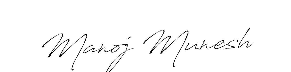 How to make Manoj Munesh name signature. Use Antro_Vectra style for creating short signs online. This is the latest handwritten sign. Manoj Munesh signature style 6 images and pictures png