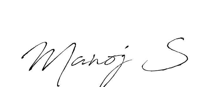 Design your own signature with our free online signature maker. With this signature software, you can create a handwritten (Antro_Vectra) signature for name Manoj S. Manoj S signature style 6 images and pictures png