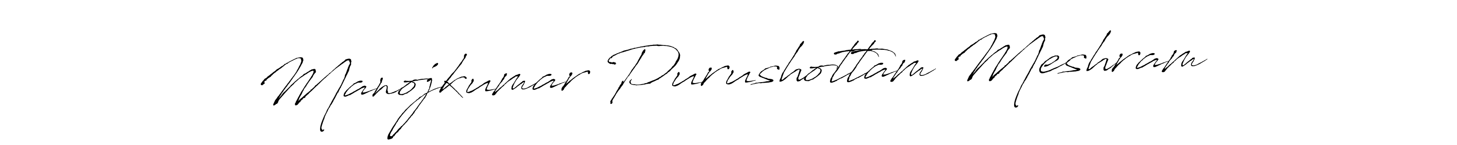 How to make Manojkumar Purushottam Meshram name signature. Use Antro_Vectra style for creating short signs online. This is the latest handwritten sign. Manojkumar Purushottam Meshram signature style 6 images and pictures png