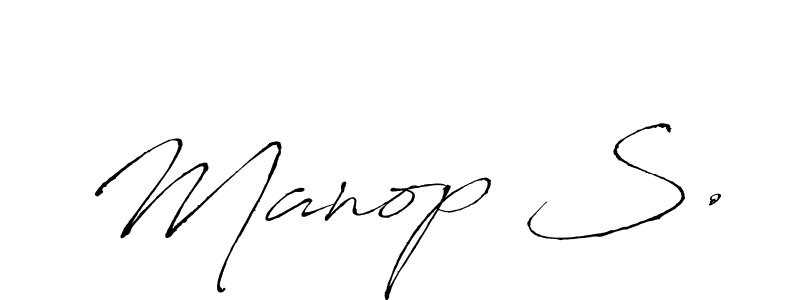 if you are searching for the best signature style for your name Manop S.. so please give up your signature search. here we have designed multiple signature styles  using Antro_Vectra. Manop S. signature style 6 images and pictures png