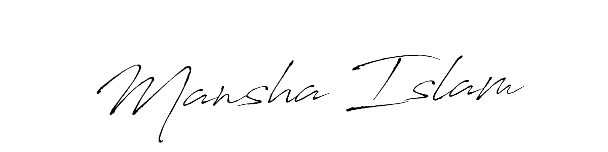 How to make Mansha Islam signature? Antro_Vectra is a professional autograph style. Create handwritten signature for Mansha Islam name. Mansha Islam signature style 6 images and pictures png
