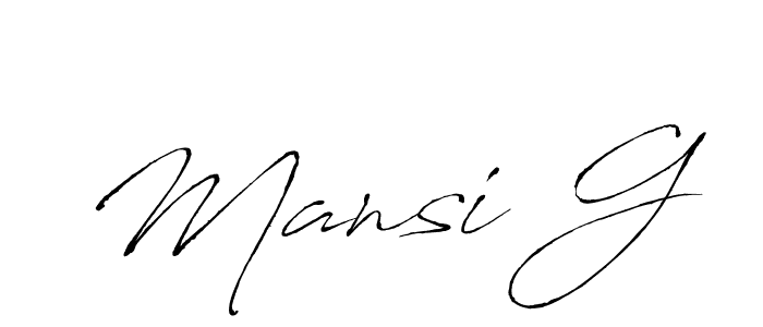 You can use this online signature creator to create a handwritten signature for the name Mansi G. This is the best online autograph maker. Mansi G signature style 6 images and pictures png