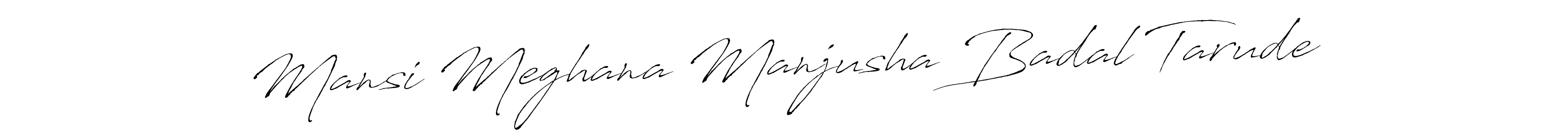 The best way (Antro_Vectra) to make a short signature is to pick only two or three words in your name. The name Mansi Meghana Manjusha Badal Tarude include a total of six letters. For converting this name. Mansi Meghana Manjusha Badal Tarude signature style 6 images and pictures png