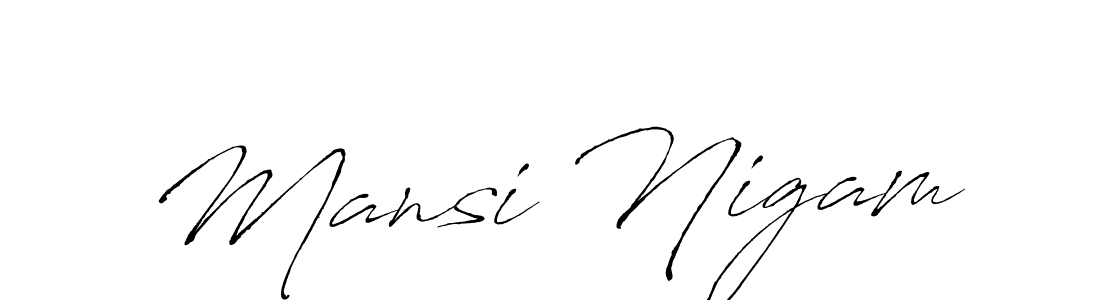 Design your own signature with our free online signature maker. With this signature software, you can create a handwritten (Antro_Vectra) signature for name Mansi Nigam. Mansi Nigam signature style 6 images and pictures png