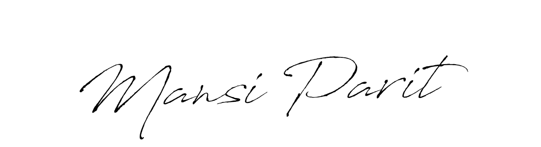 The best way (Antro_Vectra) to make a short signature is to pick only two or three words in your name. The name Mansi Parit include a total of six letters. For converting this name. Mansi Parit signature style 6 images and pictures png