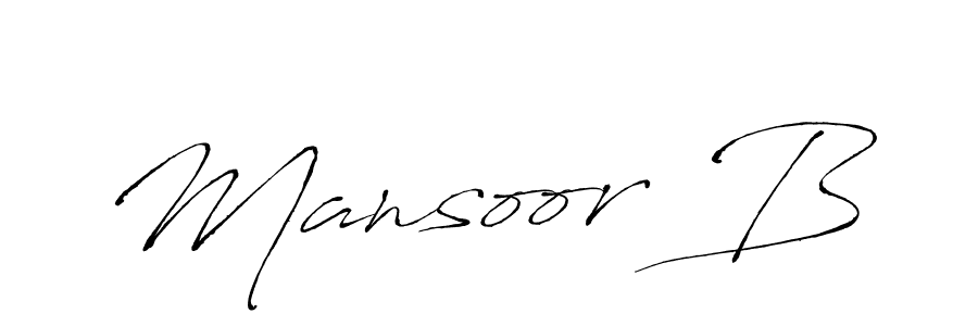 Make a beautiful signature design for name Mansoor B. With this signature (Antro_Vectra) style, you can create a handwritten signature for free. Mansoor B signature style 6 images and pictures png