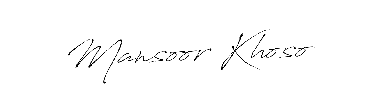 Design your own signature with our free online signature maker. With this signature software, you can create a handwritten (Antro_Vectra) signature for name Mansoor Khoso. Mansoor Khoso signature style 6 images and pictures png