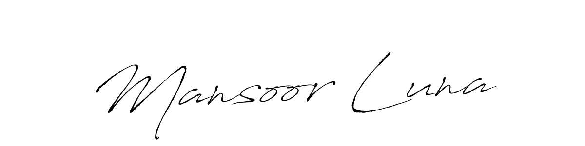 Mansoor Luna stylish signature style. Best Handwritten Sign (Antro_Vectra) for my name. Handwritten Signature Collection Ideas for my name Mansoor Luna. Mansoor Luna signature style 6 images and pictures png