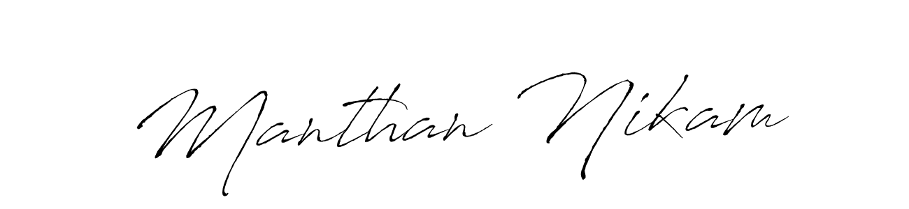 How to make Manthan Nikam name signature. Use Antro_Vectra style for creating short signs online. This is the latest handwritten sign. Manthan Nikam signature style 6 images and pictures png