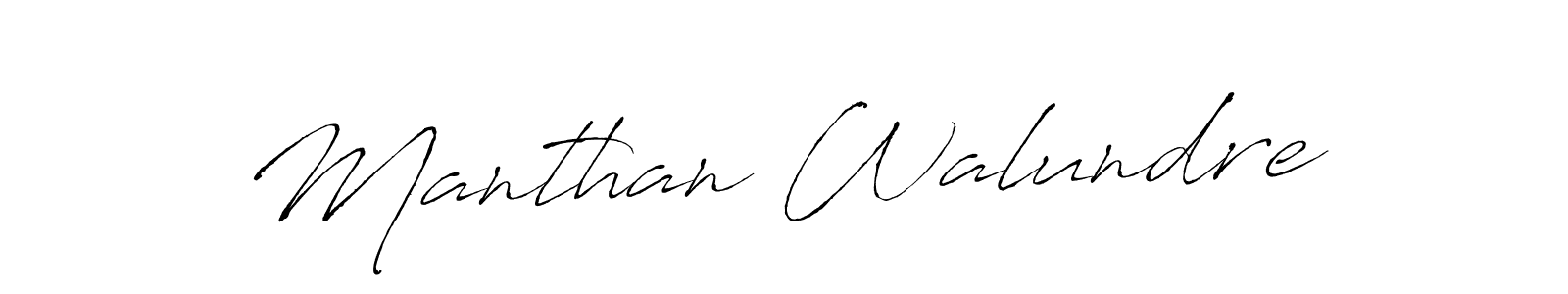 The best way (Antro_Vectra) to make a short signature is to pick only two or three words in your name. The name Manthan Walundre include a total of six letters. For converting this name. Manthan Walundre signature style 6 images and pictures png