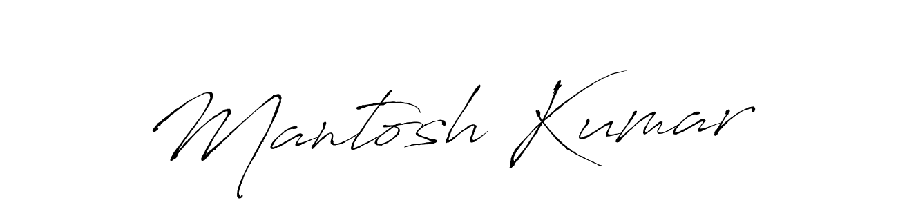 How to make Mantosh Kumar name signature. Use Antro_Vectra style for creating short signs online. This is the latest handwritten sign. Mantosh Kumar signature style 6 images and pictures png