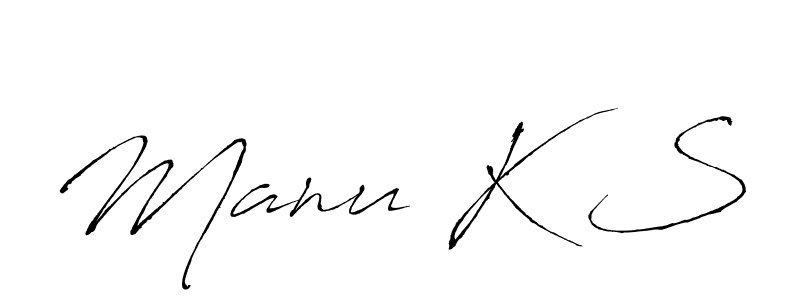 Make a beautiful signature design for name Manu K S. With this signature (Antro_Vectra) style, you can create a handwritten signature for free. Manu K S signature style 6 images and pictures png
