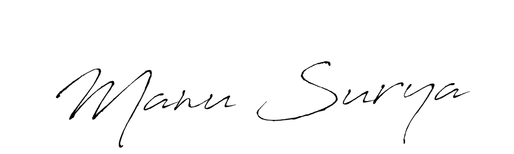 How to make Manu Surya name signature. Use Antro_Vectra style for creating short signs online. This is the latest handwritten sign. Manu Surya signature style 6 images and pictures png