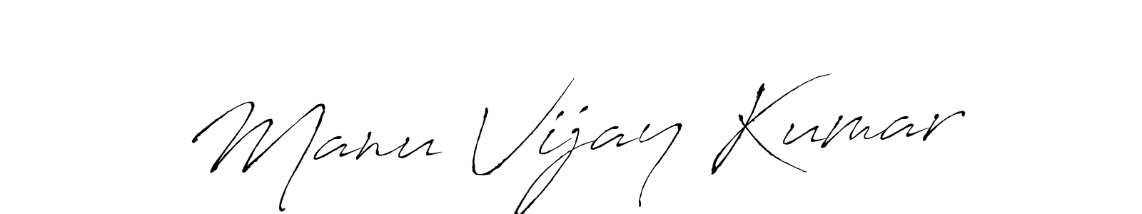 Make a beautiful signature design for name Manu Vijay Kumar. With this signature (Antro_Vectra) style, you can create a handwritten signature for free. Manu Vijay Kumar signature style 6 images and pictures png