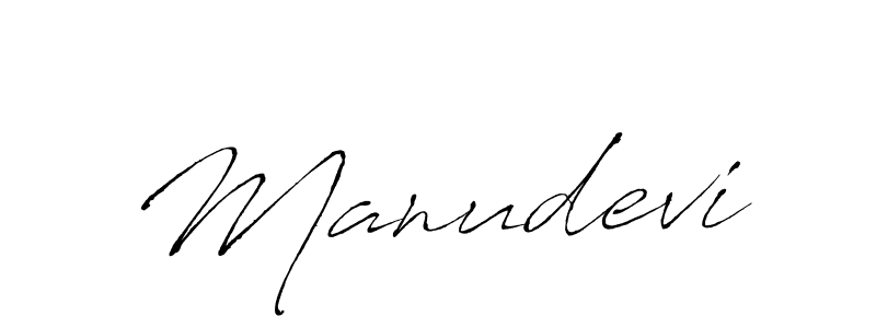 Make a beautiful signature design for name Manudevi. With this signature (Antro_Vectra) style, you can create a handwritten signature for free. Manudevi signature style 6 images and pictures png