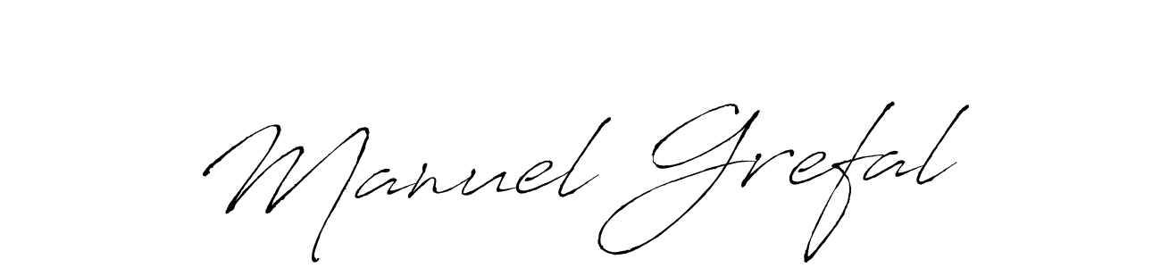 Make a beautiful signature design for name Manuel Grefal. With this signature (Antro_Vectra) style, you can create a handwritten signature for free. Manuel Grefal signature style 6 images and pictures png