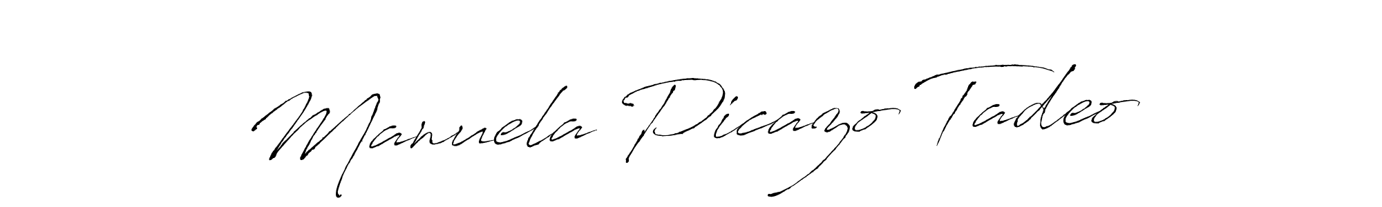 How to make Manuela Picazo Tadeo signature? Antro_Vectra is a professional autograph style. Create handwritten signature for Manuela Picazo Tadeo name. Manuela Picazo Tadeo signature style 6 images and pictures png