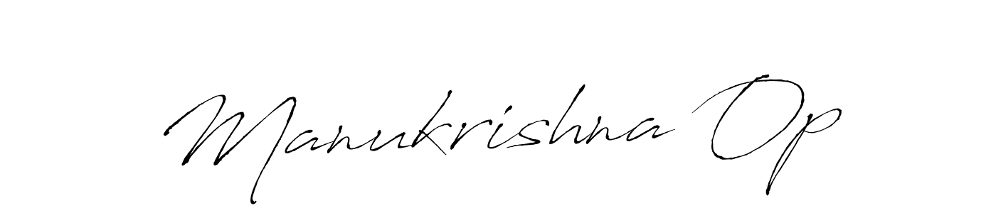 Make a beautiful signature design for name Manukrishna Op. With this signature (Antro_Vectra) style, you can create a handwritten signature for free. Manukrishna Op signature style 6 images and pictures png