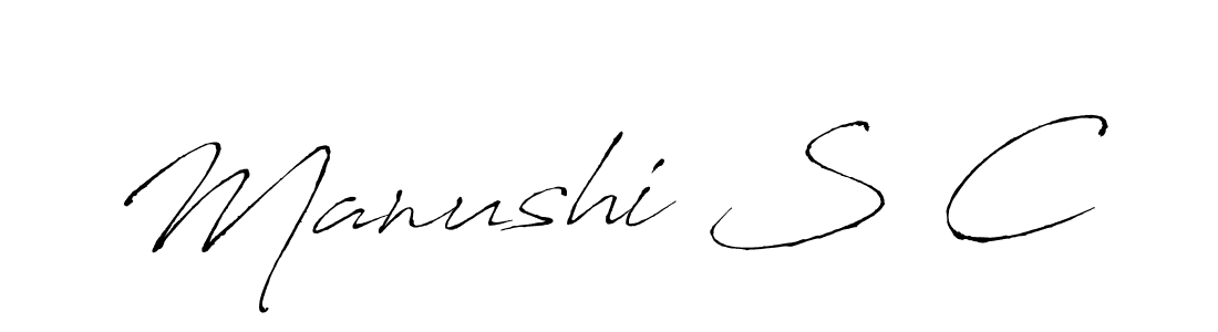 How to make Manushi S C signature? Antro_Vectra is a professional autograph style. Create handwritten signature for Manushi S C name. Manushi S C signature style 6 images and pictures png