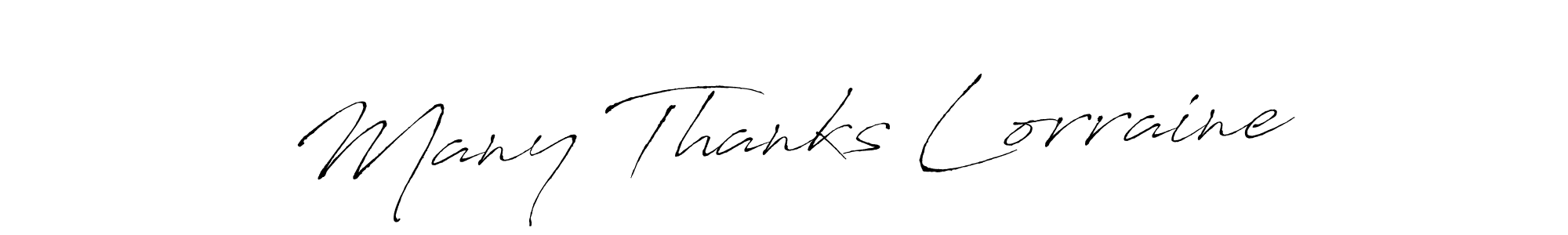 The best way (Antro_Vectra) to make a short signature is to pick only two or three words in your name. The name Many Thanks Lorraine include a total of six letters. For converting this name. Many Thanks Lorraine signature style 6 images and pictures png