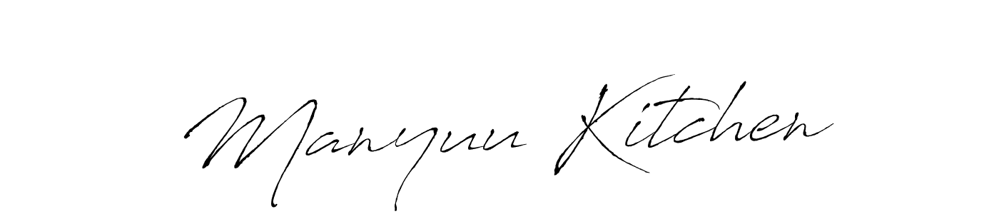 The best way (Antro_Vectra) to make a short signature is to pick only two or three words in your name. The name Manyuu Kitchen include a total of six letters. For converting this name. Manyuu Kitchen signature style 6 images and pictures png