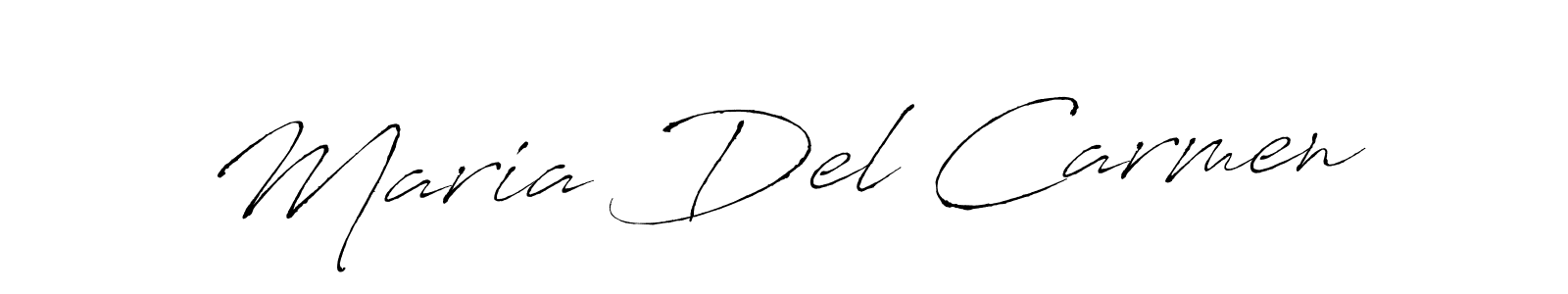 How to make Maria Del Carmen name signature. Use Antro_Vectra style for creating short signs online. This is the latest handwritten sign. Maria Del Carmen signature style 6 images and pictures png