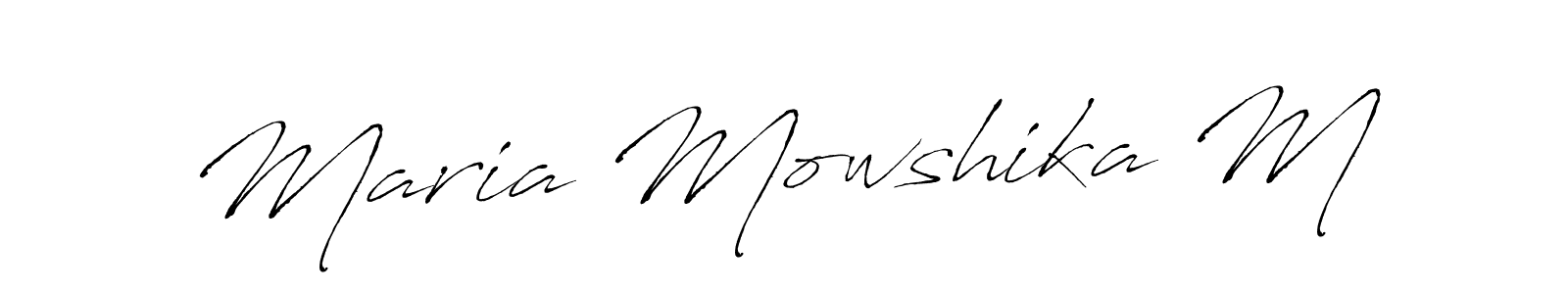The best way (Antro_Vectra) to make a short signature is to pick only two or three words in your name. The name Maria Mowshika M include a total of six letters. For converting this name. Maria Mowshika M signature style 6 images and pictures png
