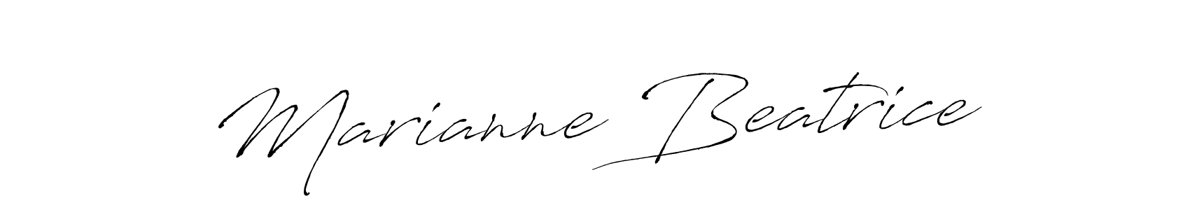 The best way (Antro_Vectra) to make a short signature is to pick only two or three words in your name. The name Marianne Beatrice include a total of six letters. For converting this name. Marianne Beatrice signature style 6 images and pictures png