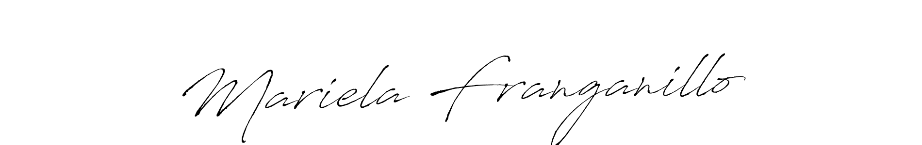 How to make Mariela Franganillo name signature. Use Antro_Vectra style for creating short signs online. This is the latest handwritten sign. Mariela Franganillo signature style 6 images and pictures png