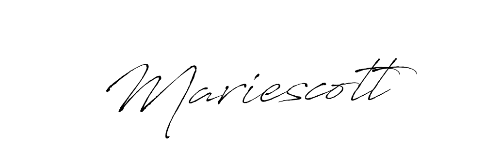 Design your own signature with our free online signature maker. With this signature software, you can create a handwritten (Antro_Vectra) signature for name Mariescott. Mariescott signature style 6 images and pictures png