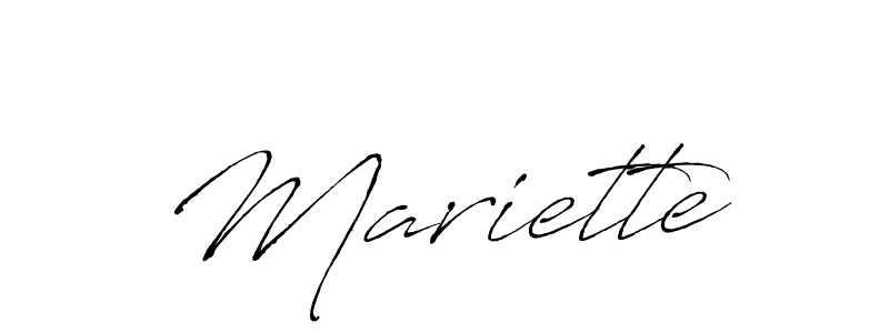 Use a signature maker to create a handwritten signature online. With this signature software, you can design (Antro_Vectra) your own signature for name Mariette. Mariette signature style 6 images and pictures png