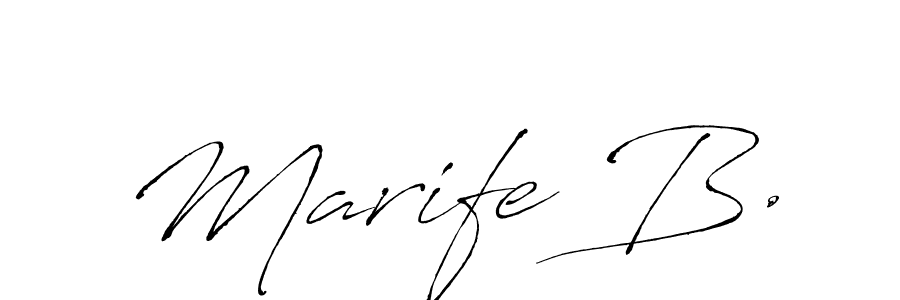 The best way (Antro_Vectra) to make a short signature is to pick only two or three words in your name. The name Marife B. include a total of six letters. For converting this name. Marife B. signature style 6 images and pictures png