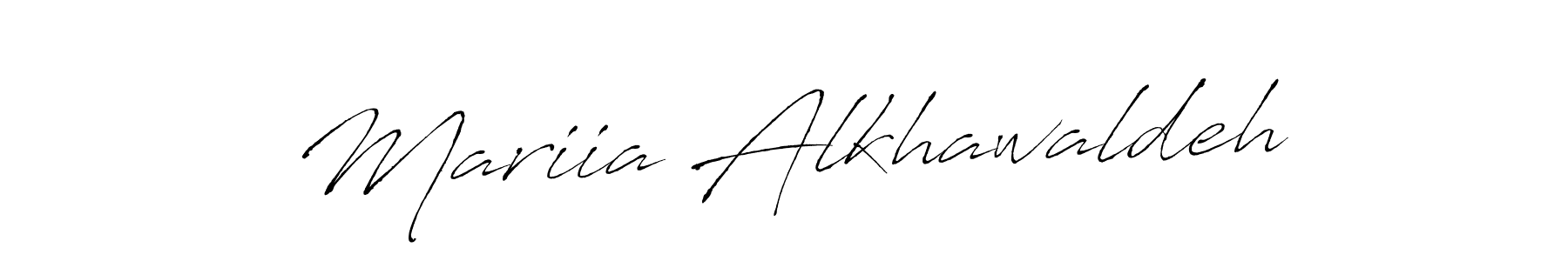 The best way (Antro_Vectra) to make a short signature is to pick only two or three words in your name. The name Mariia Alkhawaldeh include a total of six letters. For converting this name. Mariia Alkhawaldeh signature style 6 images and pictures png