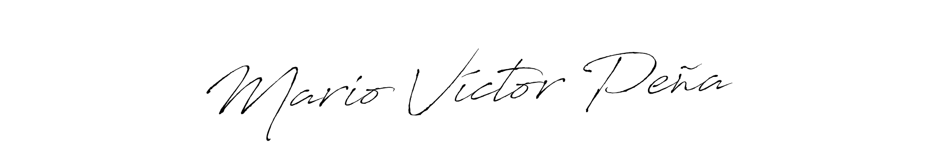 Make a beautiful signature design for name Mario Víctor Peña. With this signature (Antro_Vectra) style, you can create a handwritten signature for free. Mario Víctor Peña signature style 6 images and pictures png