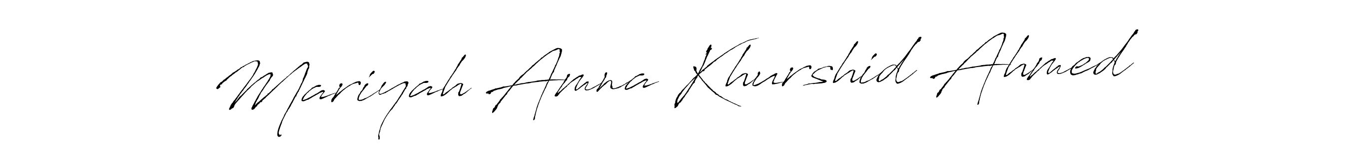 Antro_Vectra is a professional signature style that is perfect for those who want to add a touch of class to their signature. It is also a great choice for those who want to make their signature more unique. Get Mariyah Amna Khurshid Ahmed name to fancy signature for free. Mariyah Amna Khurshid Ahmed signature style 6 images and pictures png