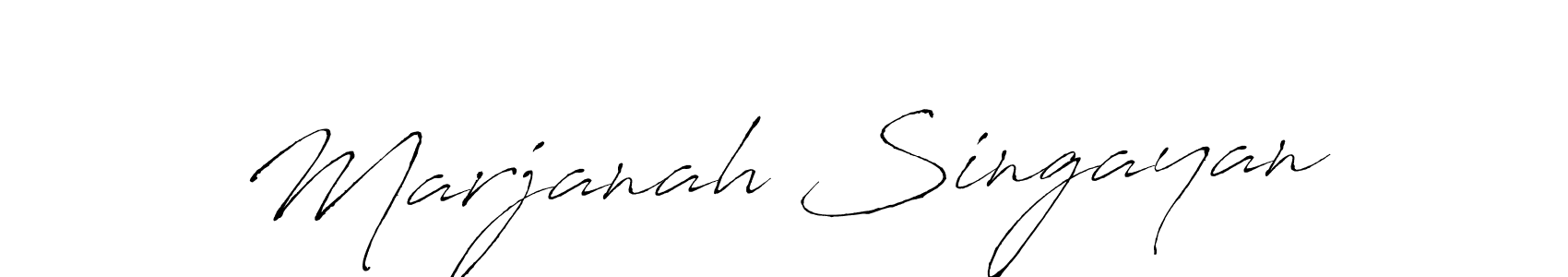 How to make Marjanah Singayan name signature. Use Antro_Vectra style for creating short signs online. This is the latest handwritten sign. Marjanah Singayan signature style 6 images and pictures png