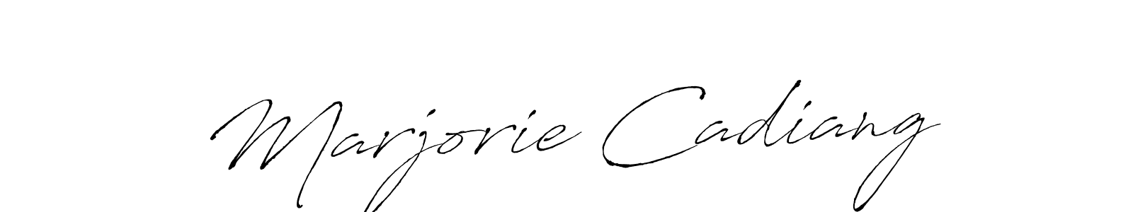 How to make Marjorie Cadiang name signature. Use Antro_Vectra style for creating short signs online. This is the latest handwritten sign. Marjorie Cadiang signature style 6 images and pictures png