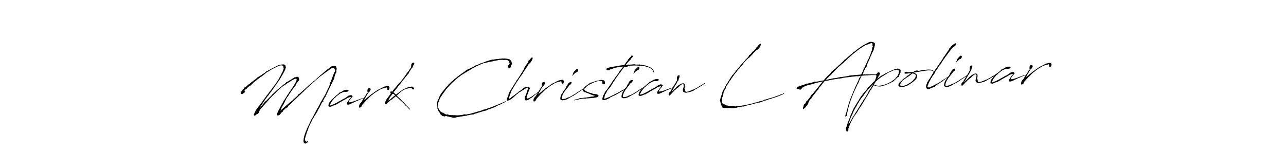 Design your own signature with our free online signature maker. With this signature software, you can create a handwritten (Antro_Vectra) signature for name Mark Christian L Apolinar. Mark Christian L Apolinar signature style 6 images and pictures png