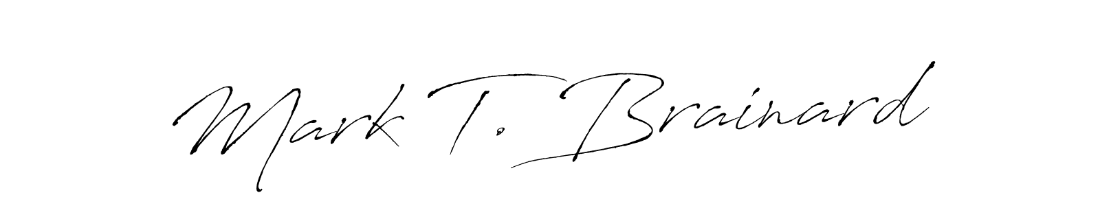 How to make Mark T. Brainard name signature. Use Antro_Vectra style for creating short signs online. This is the latest handwritten sign. Mark T. Brainard signature style 6 images and pictures png