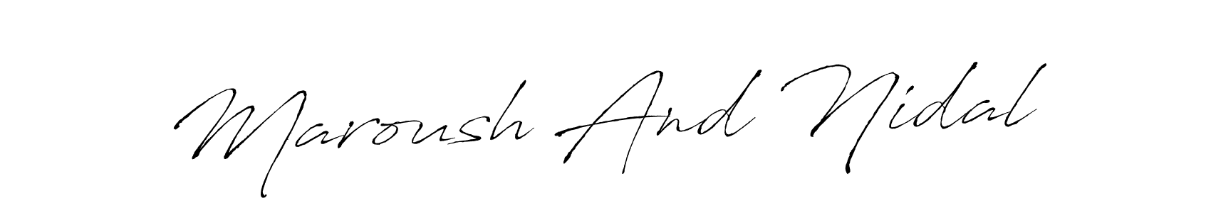 Also You can easily find your signature by using the search form. We will create Maroush And Nidal name handwritten signature images for you free of cost using Antro_Vectra sign style. Maroush And Nidal signature style 6 images and pictures png