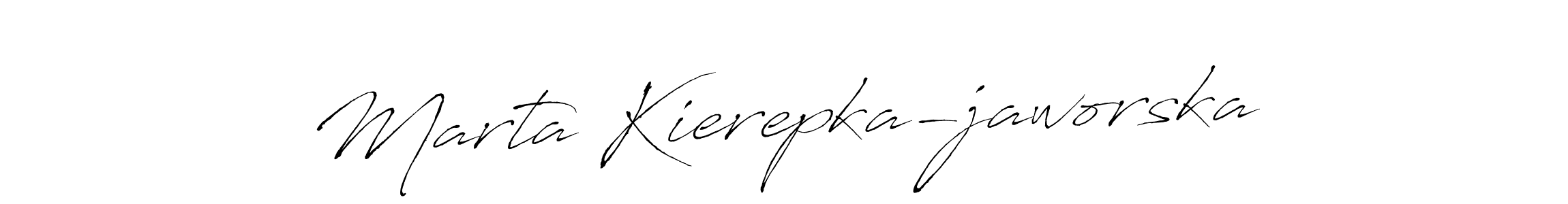 Antro_Vectra is a professional signature style that is perfect for those who want to add a touch of class to their signature. It is also a great choice for those who want to make their signature more unique. Get Marta Kierepka-jaworska name to fancy signature for free. Marta Kierepka-jaworska signature style 6 images and pictures png