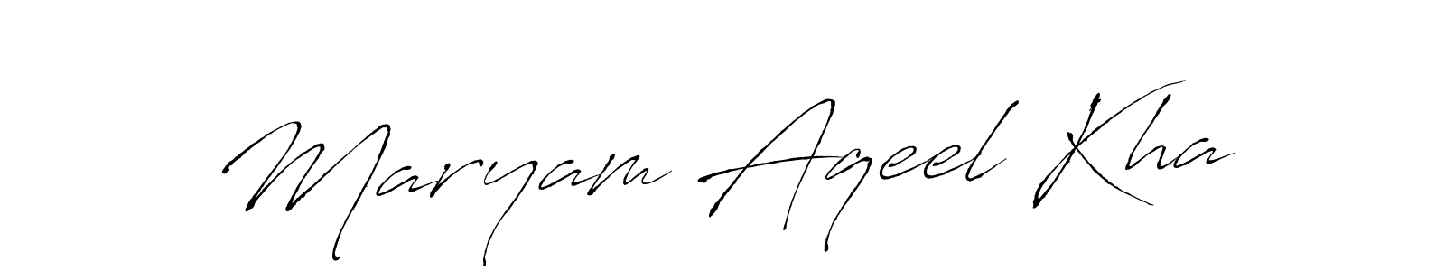 The best way (Antro_Vectra) to make a short signature is to pick only two or three words in your name. The name Maryam Aqeel Kha include a total of six letters. For converting this name. Maryam Aqeel Kha signature style 6 images and pictures png