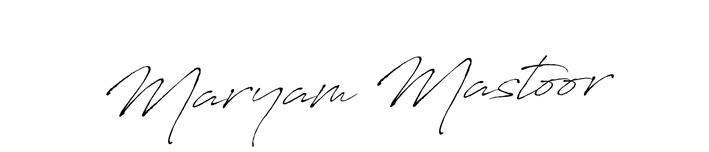 How to make Maryam Mastoor name signature. Use Antro_Vectra style for creating short signs online. This is the latest handwritten sign. Maryam Mastoor signature style 6 images and pictures png