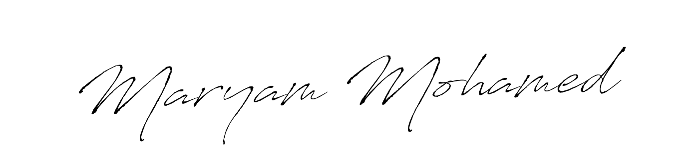 Make a beautiful signature design for name Maryam Mohamed. With this signature (Antro_Vectra) style, you can create a handwritten signature for free. Maryam Mohamed signature style 6 images and pictures png