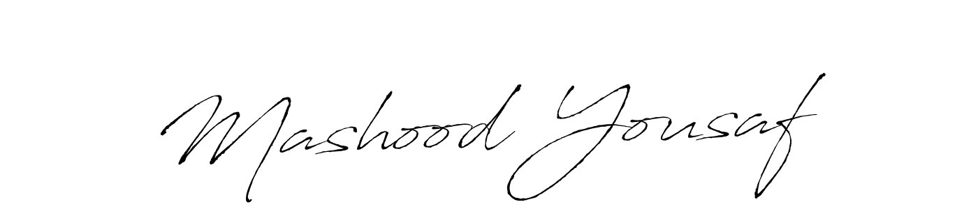 Create a beautiful signature design for name Mashood Yousaf. With this signature (Antro_Vectra) fonts, you can make a handwritten signature for free. Mashood Yousaf signature style 6 images and pictures png