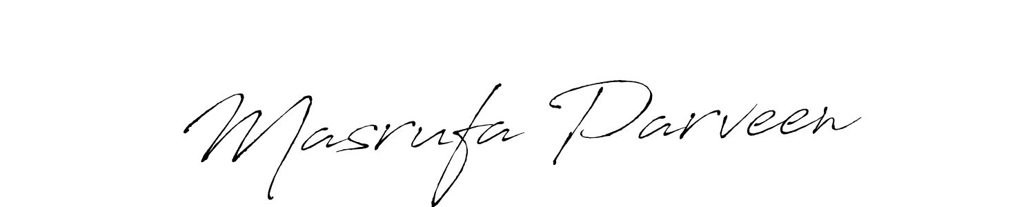 How to make Masrufa Parveen name signature. Use Antro_Vectra style for creating short signs online. This is the latest handwritten sign. Masrufa Parveen signature style 6 images and pictures png
