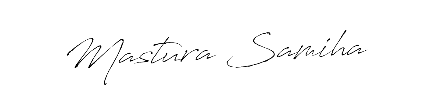 Create a beautiful signature design for name Mastura Samiha. With this signature (Antro_Vectra) fonts, you can make a handwritten signature for free. Mastura Samiha signature style 6 images and pictures png