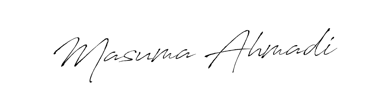 Antro_Vectra is a professional signature style that is perfect for those who want to add a touch of class to their signature. It is also a great choice for those who want to make their signature more unique. Get Masuma Ahmadi name to fancy signature for free. Masuma Ahmadi signature style 6 images and pictures png