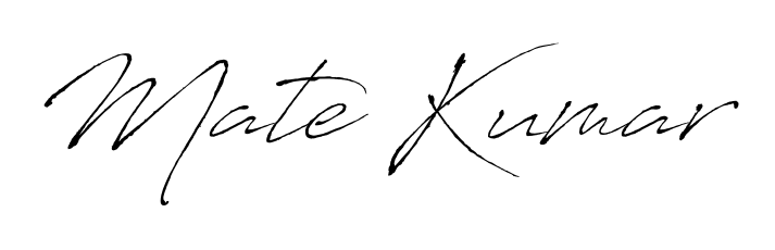 A classic penmanship look for Mate Kumar. The Antro_Vectra font brings timeless elegance and confidence to every signed document. Mate Kumar signature style 6 images and pictures png