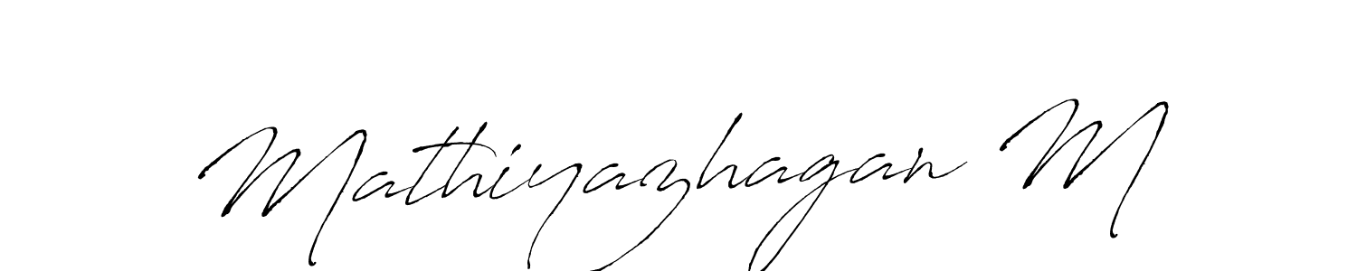 Make a beautiful signature design for name Mathiyazhagan M. With this signature (Antro_Vectra) style, you can create a handwritten signature for free. Mathiyazhagan M signature style 6 images and pictures png